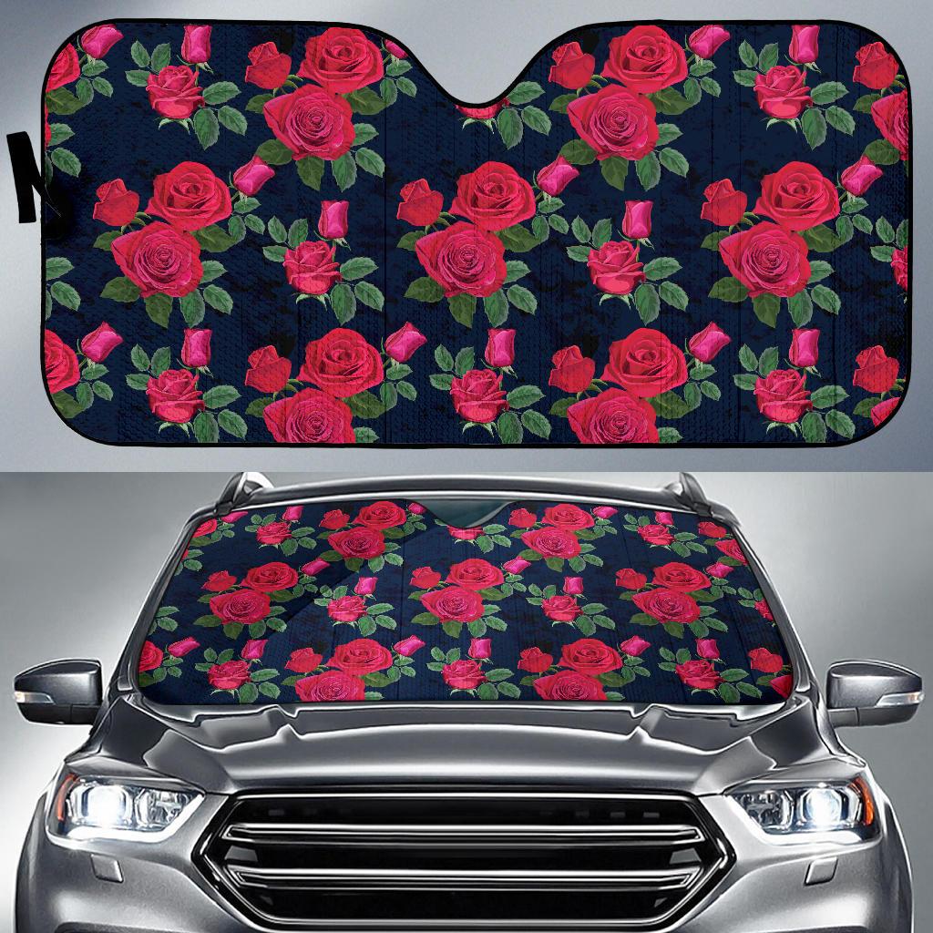 Rose Pattern Print Design A04 Car Sun Shades-JORJUNE.COM