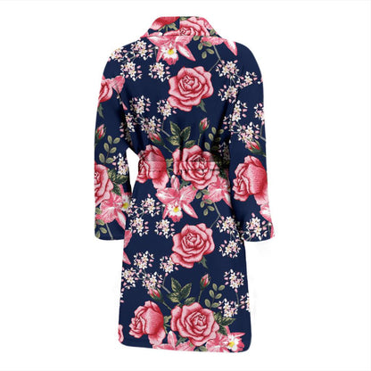 Rose Pattern Print Design A05 Men Bathrobe-JORJUNE.COM
