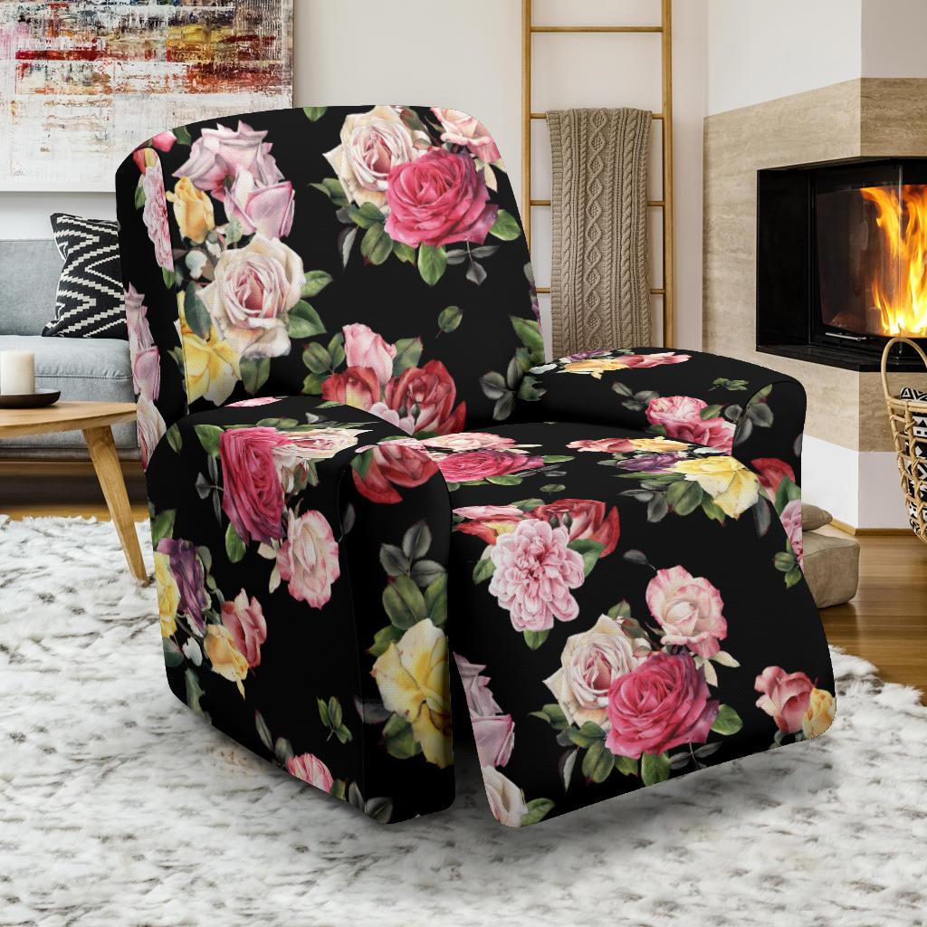 Rose Pattern Print Design RO010 Recliner Slipcover-JORJUNE.COM