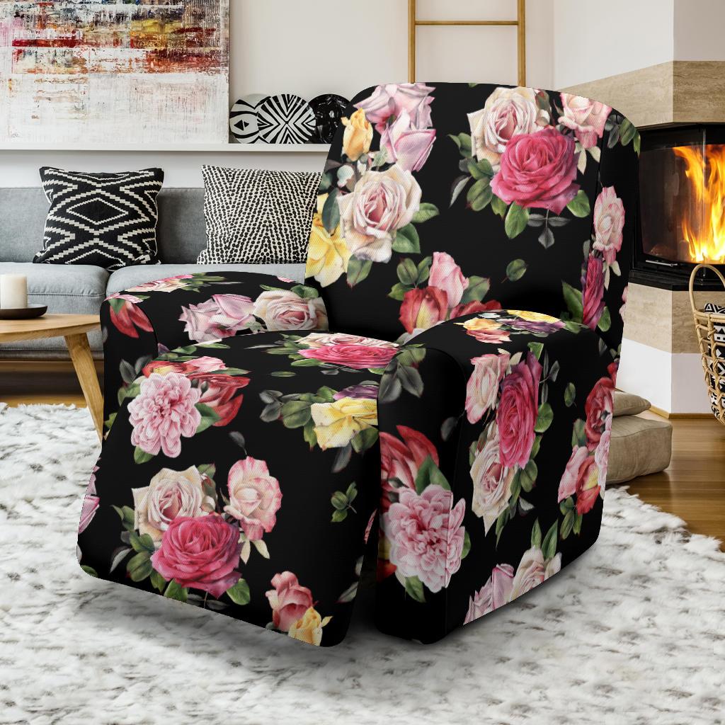 Rose Pattern Print Design RO010 Recliner Slipcover-JORJUNE.COM