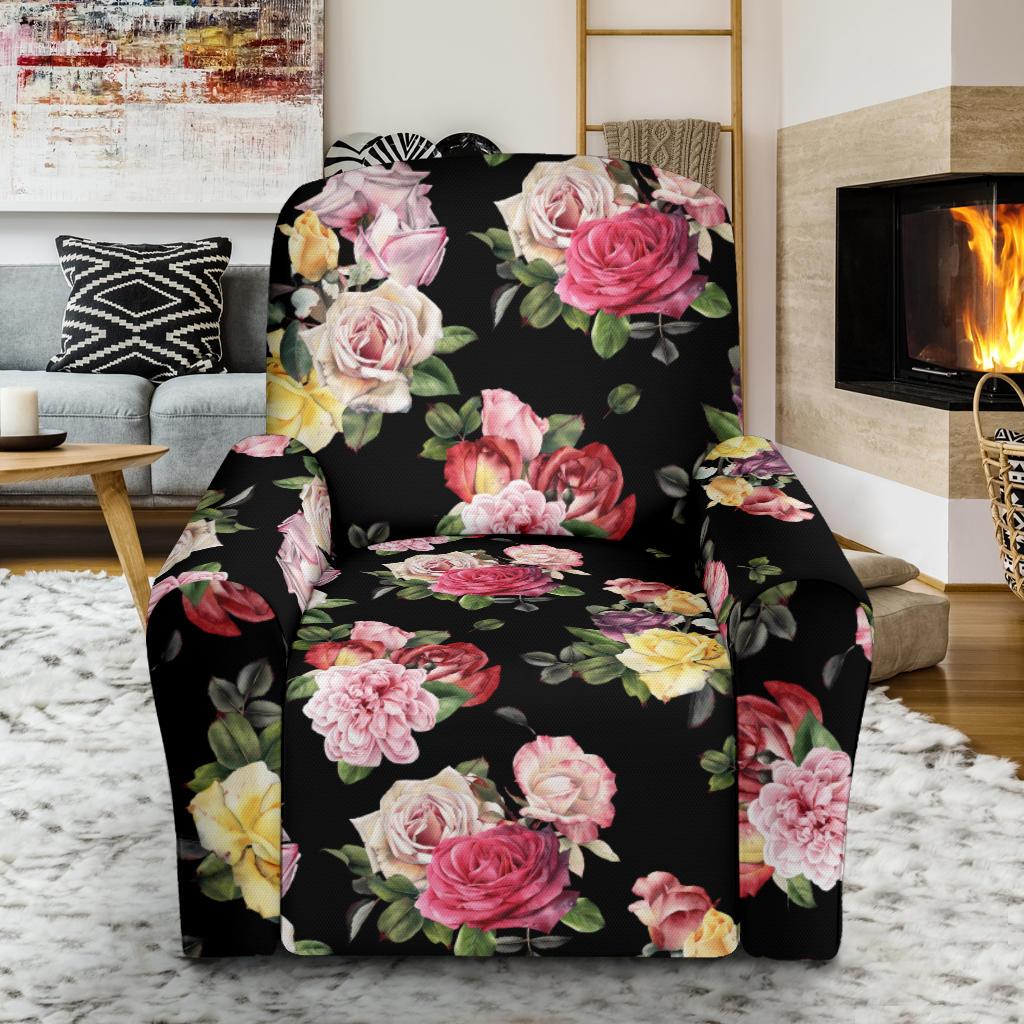 Rose Pattern Print Design RO010 Recliner Slipcover-JORJUNE.COM