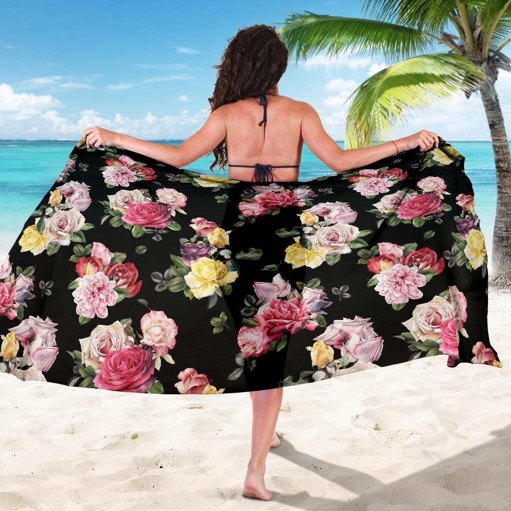 Rose Pattern Print Design RO010 Sarong Pareo Wrap-JORJUNE.COM