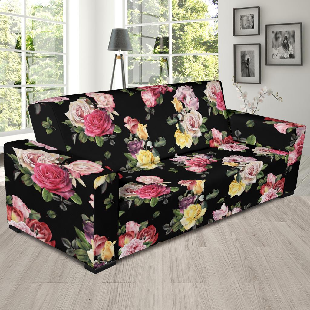 Rose Pattern Print Design RO010 Sofa Slipcover-JORJUNE.COM