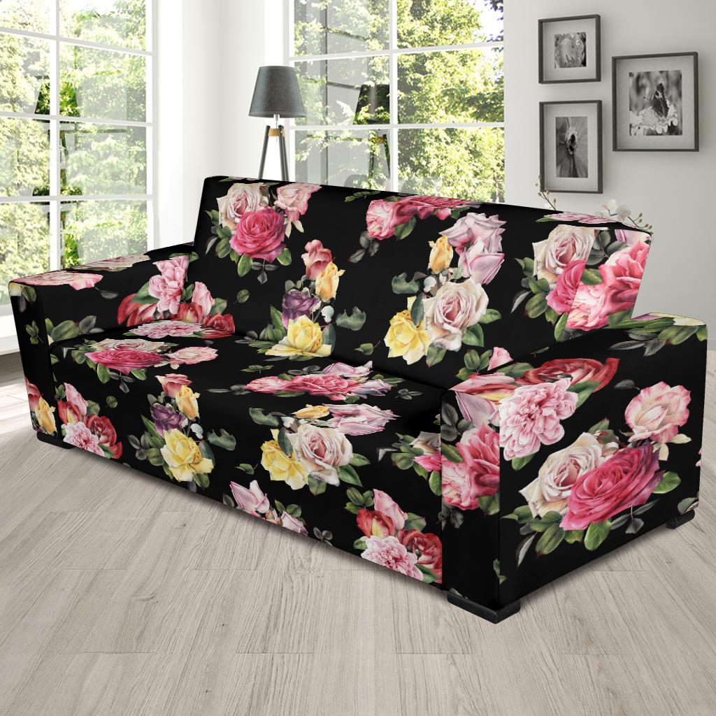 Rose Pattern Print Design RO010 Sofa Slipcover-JORJUNE.COM