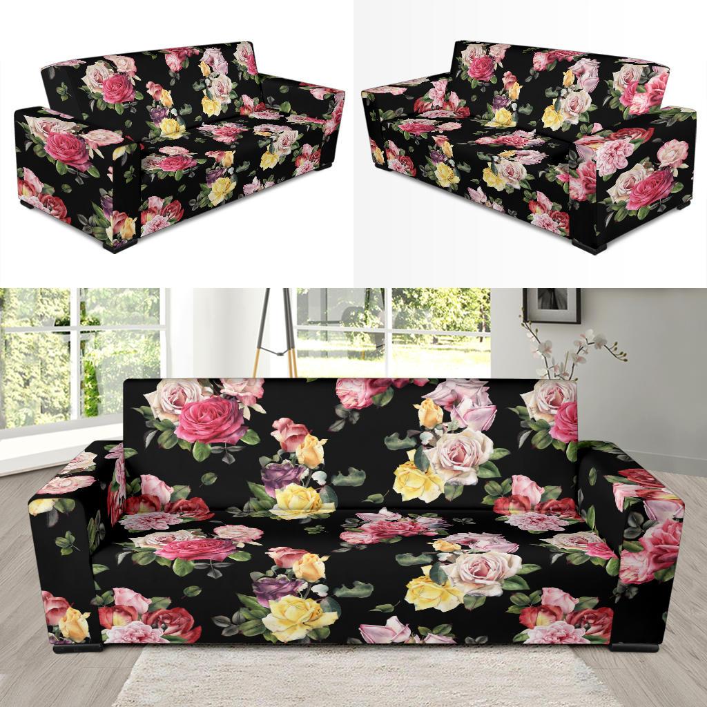 Rose Pattern Print Design RO010 Sofa Slipcover-JORJUNE.COM