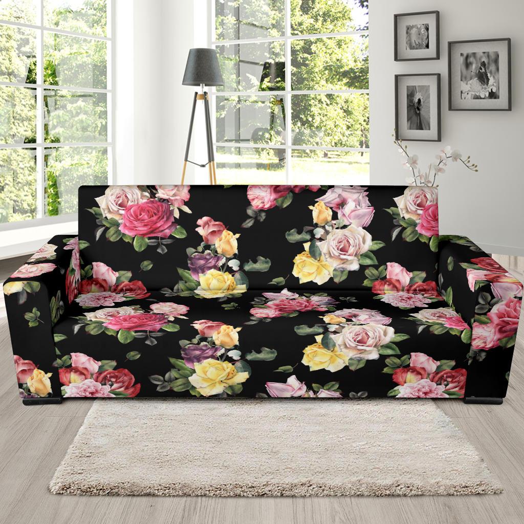Rose Pattern Print Design RO010 Sofa Slipcover-JORJUNE.COM