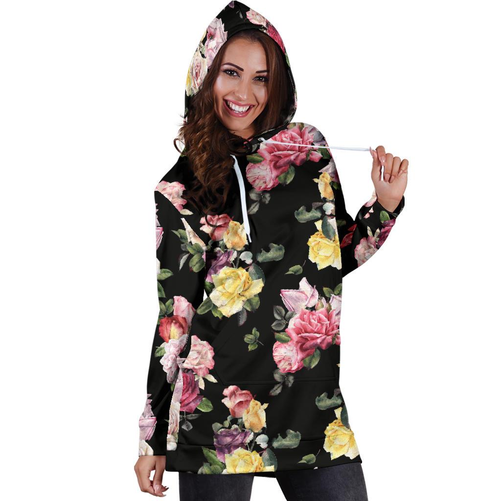 Rose Pattern Print Design RO010 Women Hoodie Dress