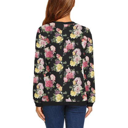 Rose Pattern Print Design RO010 Women Long Sleeve Sweatshirt-JorJune