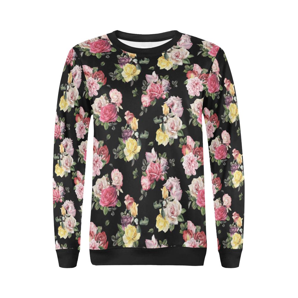 Rose Pattern Print Design RO010 Women Long Sleeve Sweatshirt-JorJune