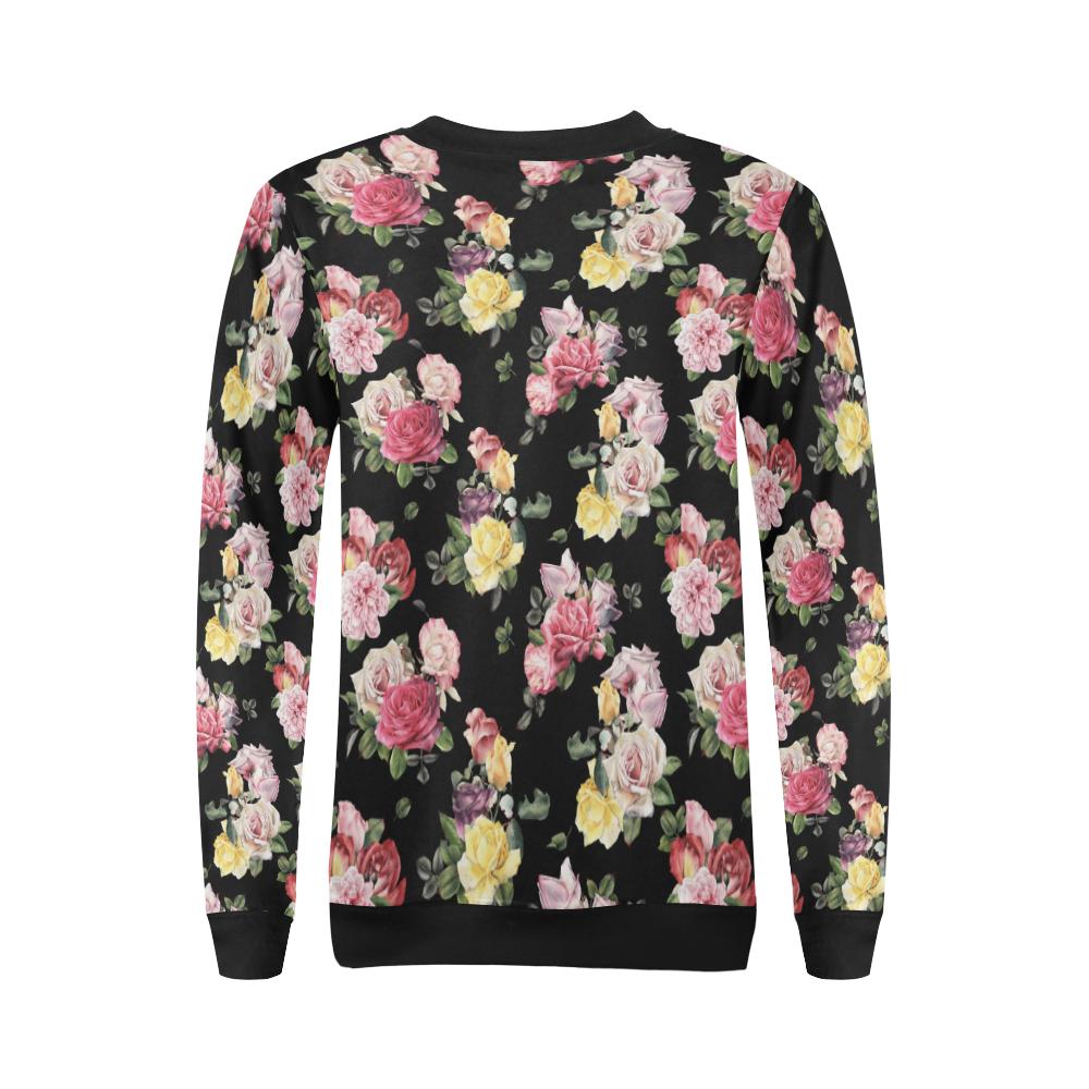 Rose Pattern Print Design RO010 Women Long Sleeve Sweatshirt-JorJune