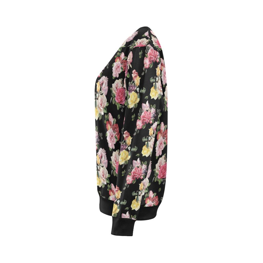 Rose Pattern Print Design RO010 Women Long Sleeve Sweatshirt-JorJune