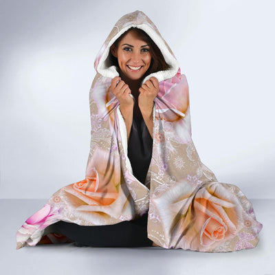 Rose Pattern Print Design RO011 Hooded Blanket-JORJUNE.COM