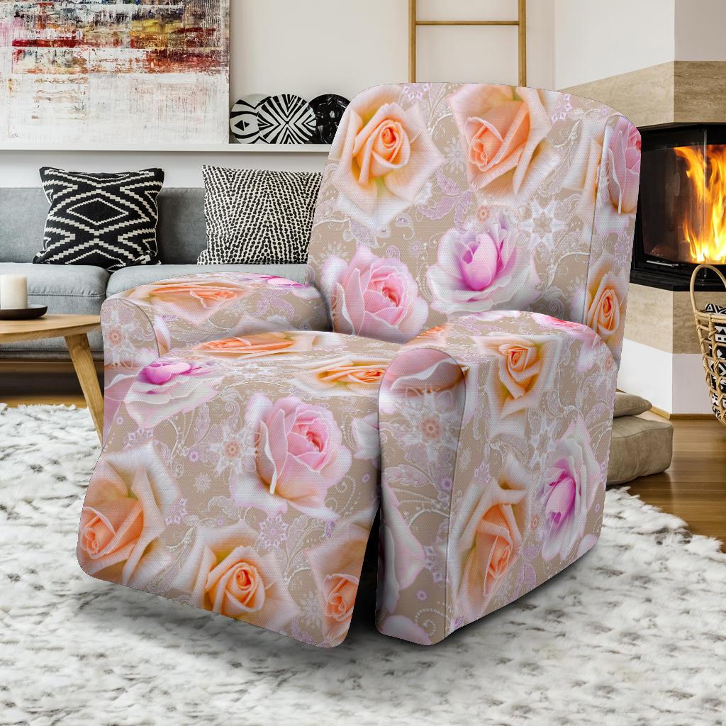 Rose Pattern Print Design RO011 Recliner Slipcover-JORJUNE.COM