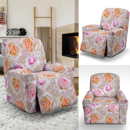 Rose Pattern Print Design RO011 Recliner Slipcover-JORJUNE.COM