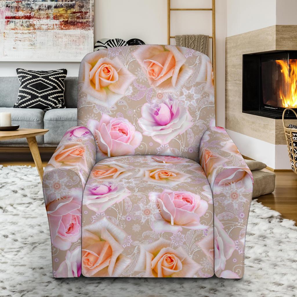 Rose Pattern Print Design RO011 Recliner Slipcover-JORJUNE.COM