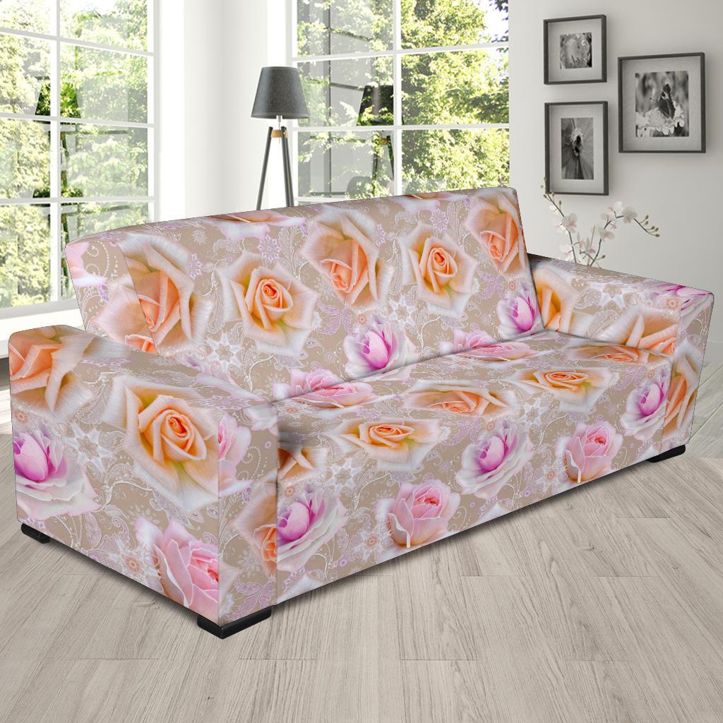 Rose Pattern Print Design RO011 Sofa Slipcover-JORJUNE.COM