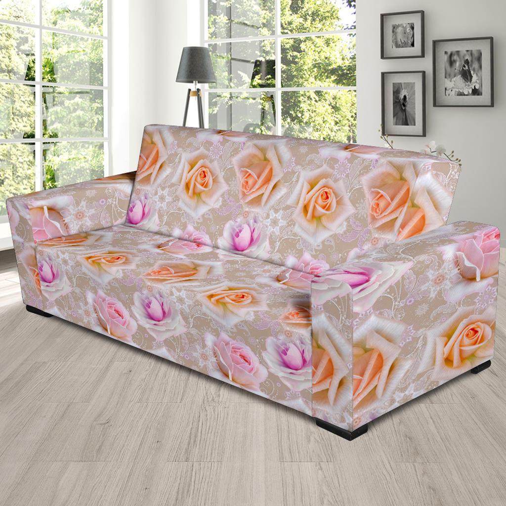 Rose Pattern Print Design RO011 Sofa Slipcover-JORJUNE.COM