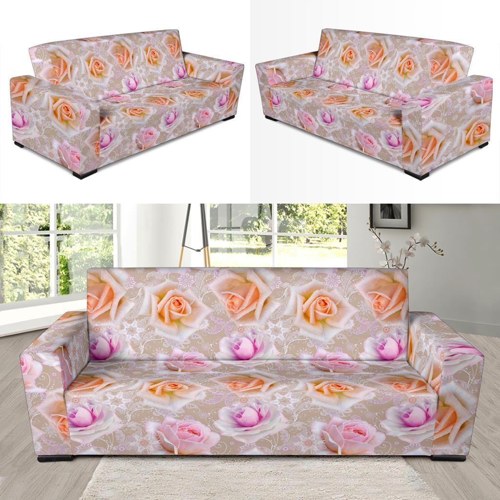 Rose Pattern Print Design RO011 Sofa Slipcover-JORJUNE.COM