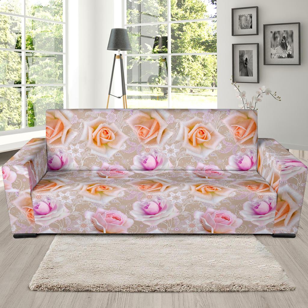 Rose Pattern Print Design RO011 Sofa Slipcover-JORJUNE.COM