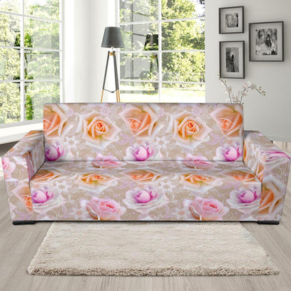 Rose Pattern Print Design RO011 Sofa Slipcover-JORJUNE.COM