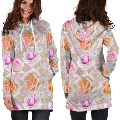 Rose Pattern Print Design RO011 Women Hoodie Dress