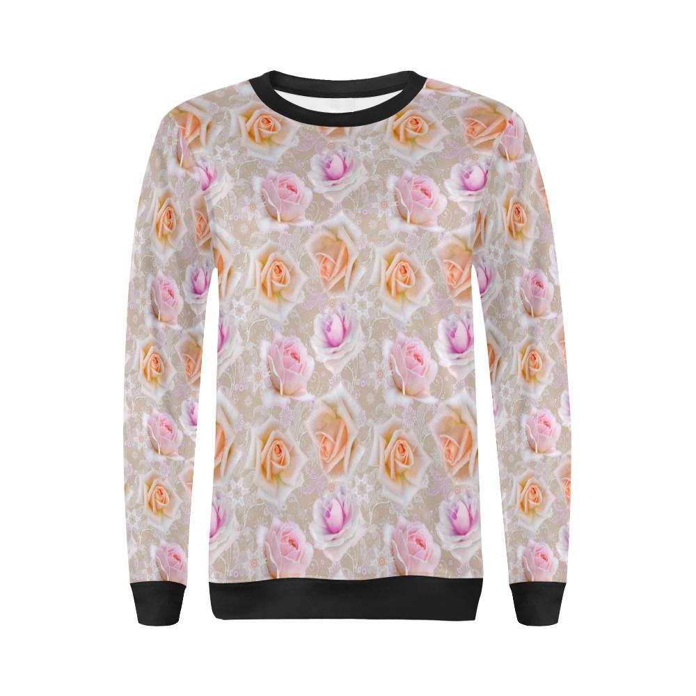 Rose Pattern Print Design RO011 Women Long Sleeve Sweatshirt-JorJune