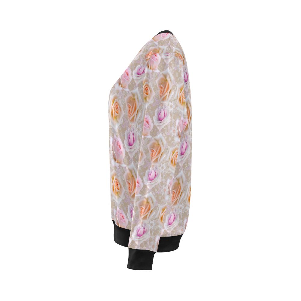 Rose Pattern Print Design RO011 Women Long Sleeve Sweatshirt-JorJune