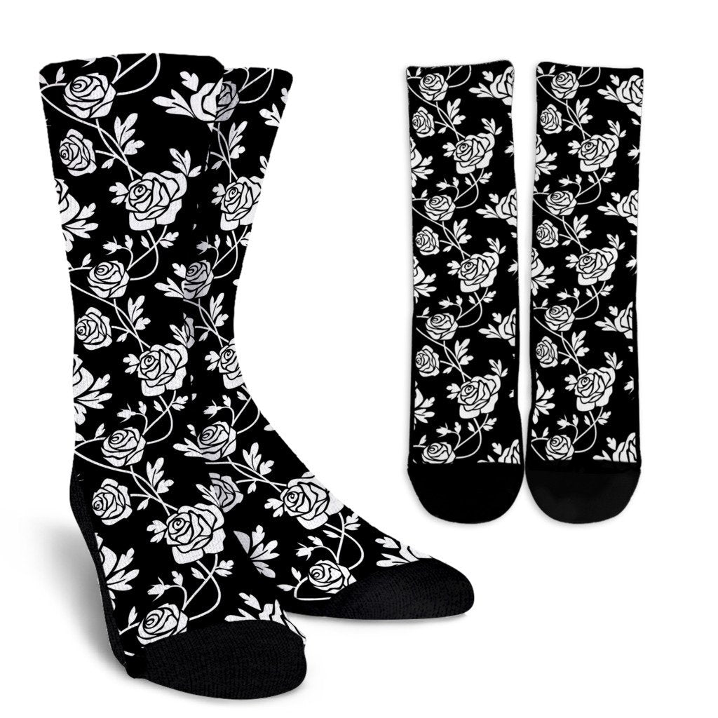 Rose Pattern Print Design RO013 Crew Socks-JORJUNE.COM