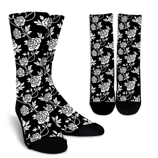 Rose Pattern Print Design RO013 Crew Socks-JORJUNE.COM