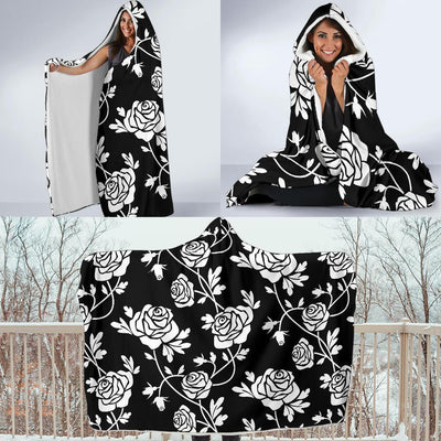 Rose Pattern Print Design RO013 Hooded Blanket-JORJUNE.COM