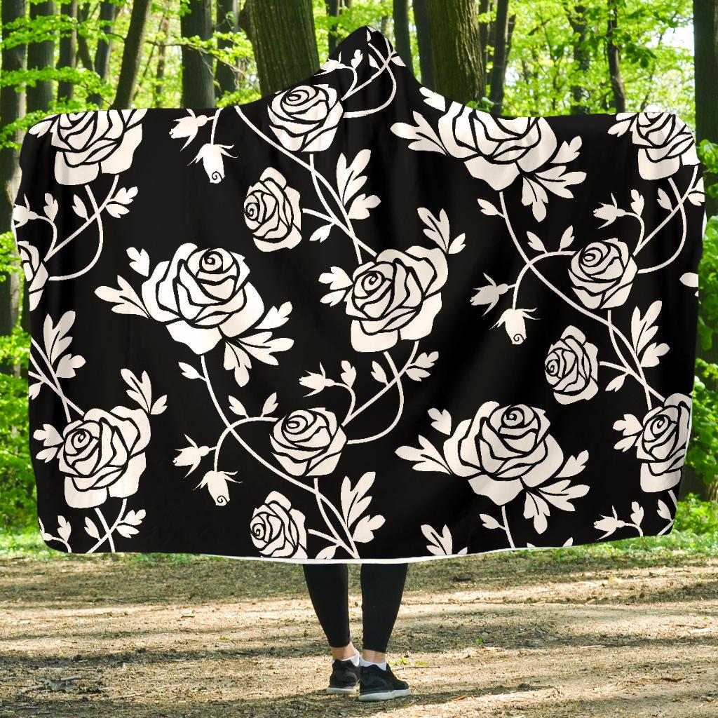 Rose Pattern Print Design RO013 Hooded Blanket-JORJUNE.COM