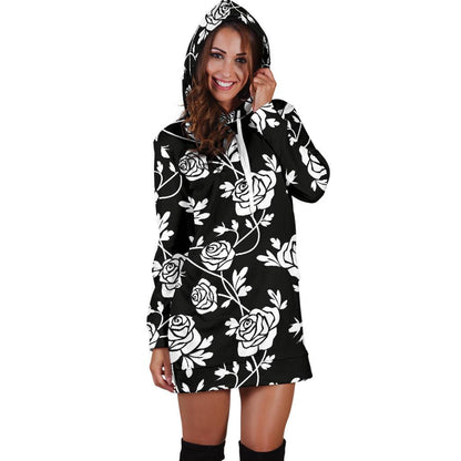 Rose Pattern Print Design RO013 Women Hoodie Dress