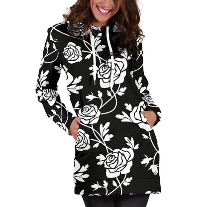 Rose Pattern Print Design RO013 Women Hoodie Dress