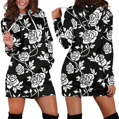 Rose Pattern Print Design RO013 Women Hoodie Dress