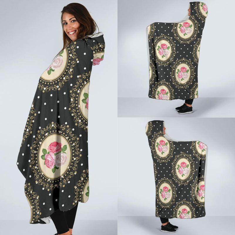 Rose Pattern Print Design RO015 Hooded Blanket-JORJUNE.COM