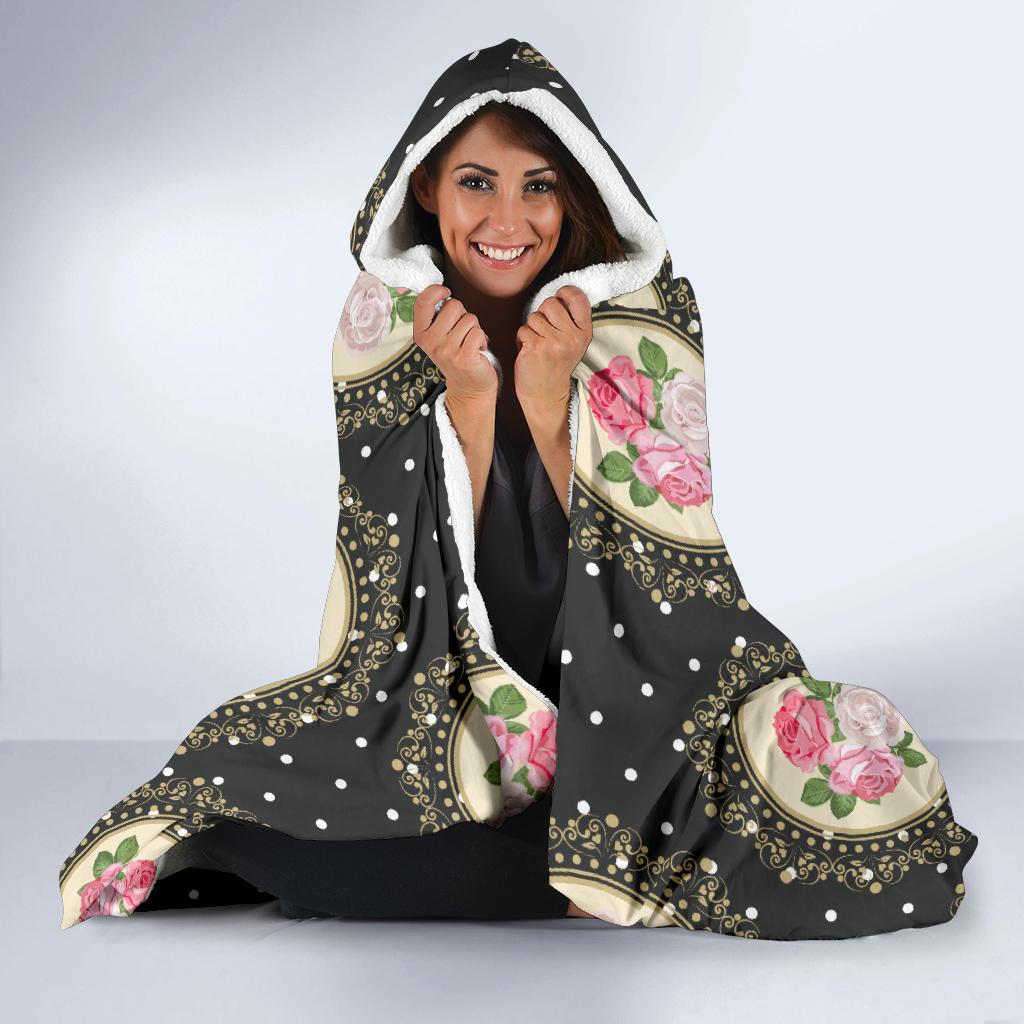 Rose Pattern Print Design RO015 Hooded Blanket-JORJUNE.COM