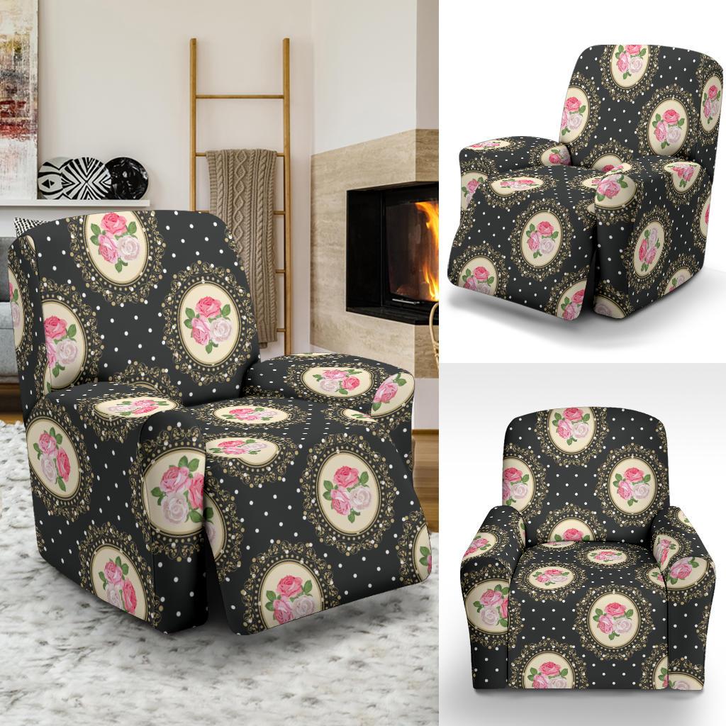 Rose Pattern Print Design RO015 Recliner Slipcover-JORJUNE.COM