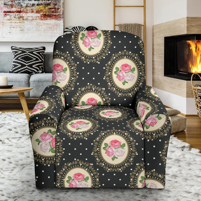 Rose Pattern Print Design RO015 Recliner Slipcover-JORJUNE.COM