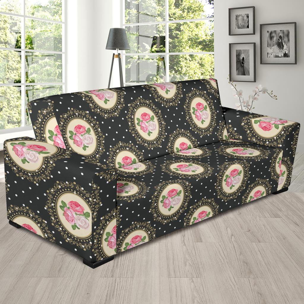 Rose Pattern Print Design RO015 Sofa Slipcover-JORJUNE.COM
