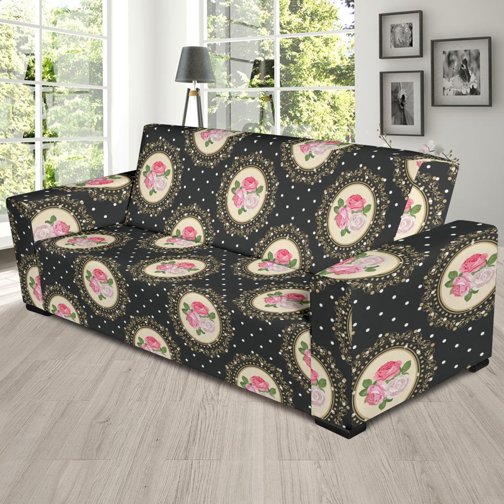 Rose Pattern Print Design RO015 Sofa Slipcover-JORJUNE.COM