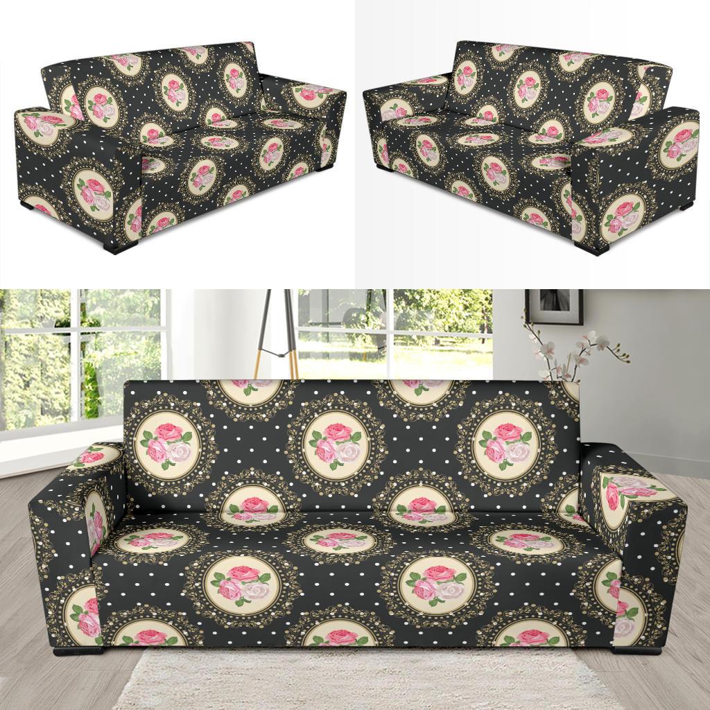 Rose Pattern Print Design RO015 Sofa Slipcover-JORJUNE.COM