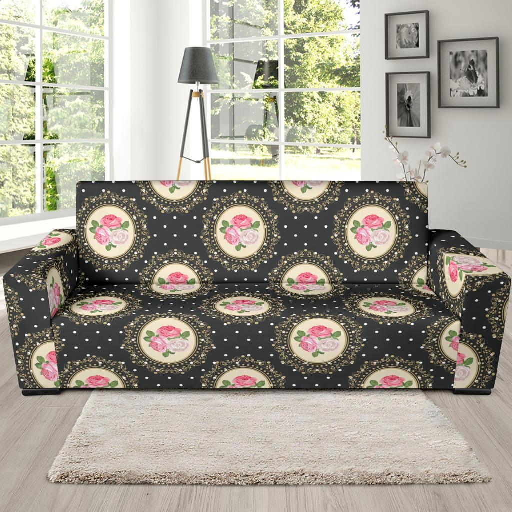 Rose Pattern Print Design RO015 Sofa Slipcover-JORJUNE.COM