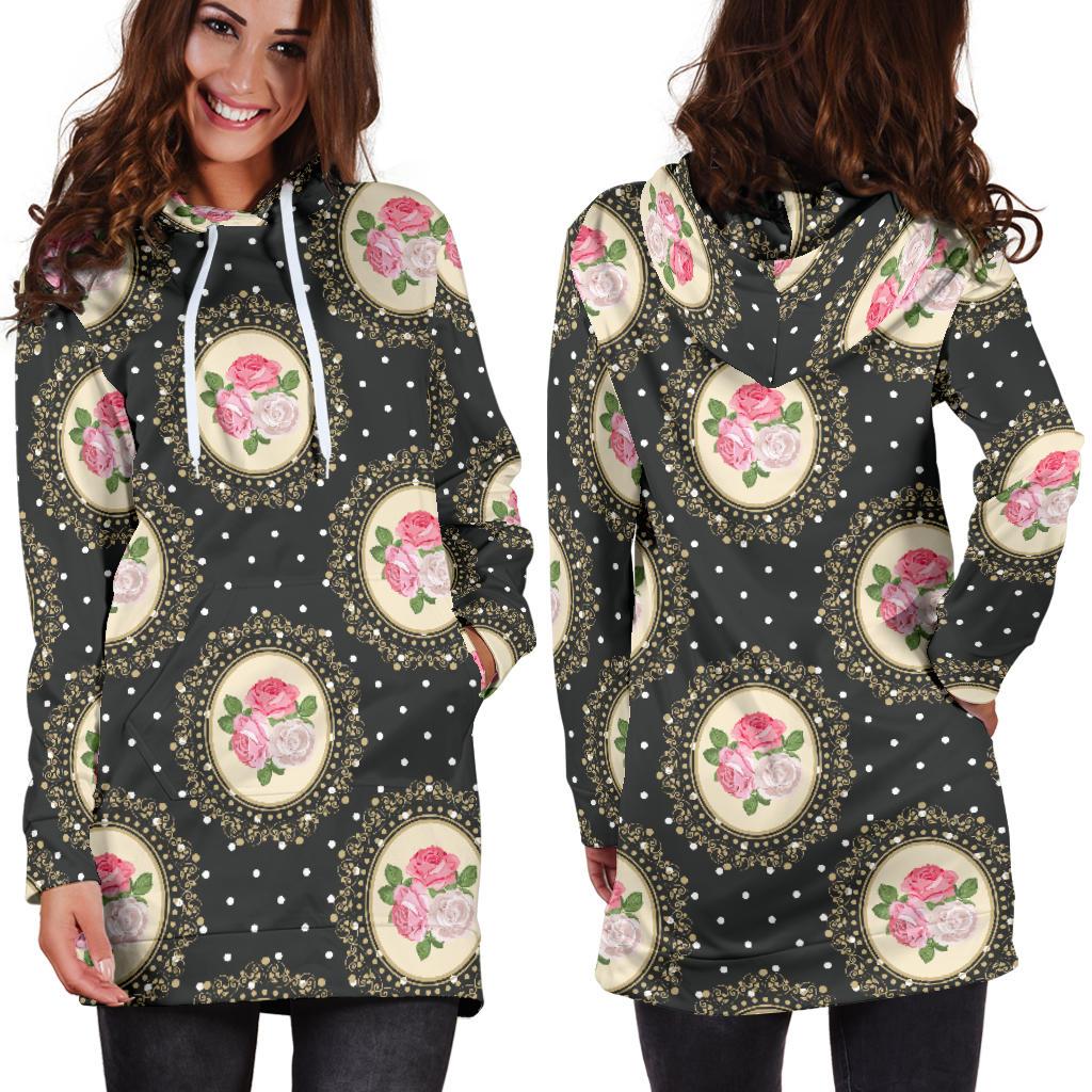 Rose Pattern Print Design RO015 Women Hoodie Dress