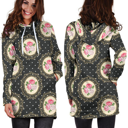 Rose Pattern Print Design RO015 Women Hoodie Dress