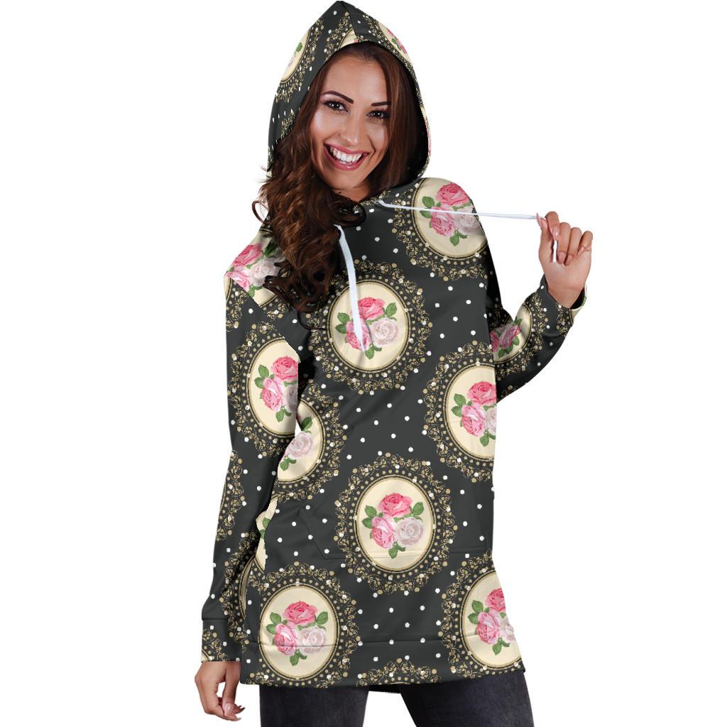 Rose Pattern Print Design RO015 Women Hoodie Dress