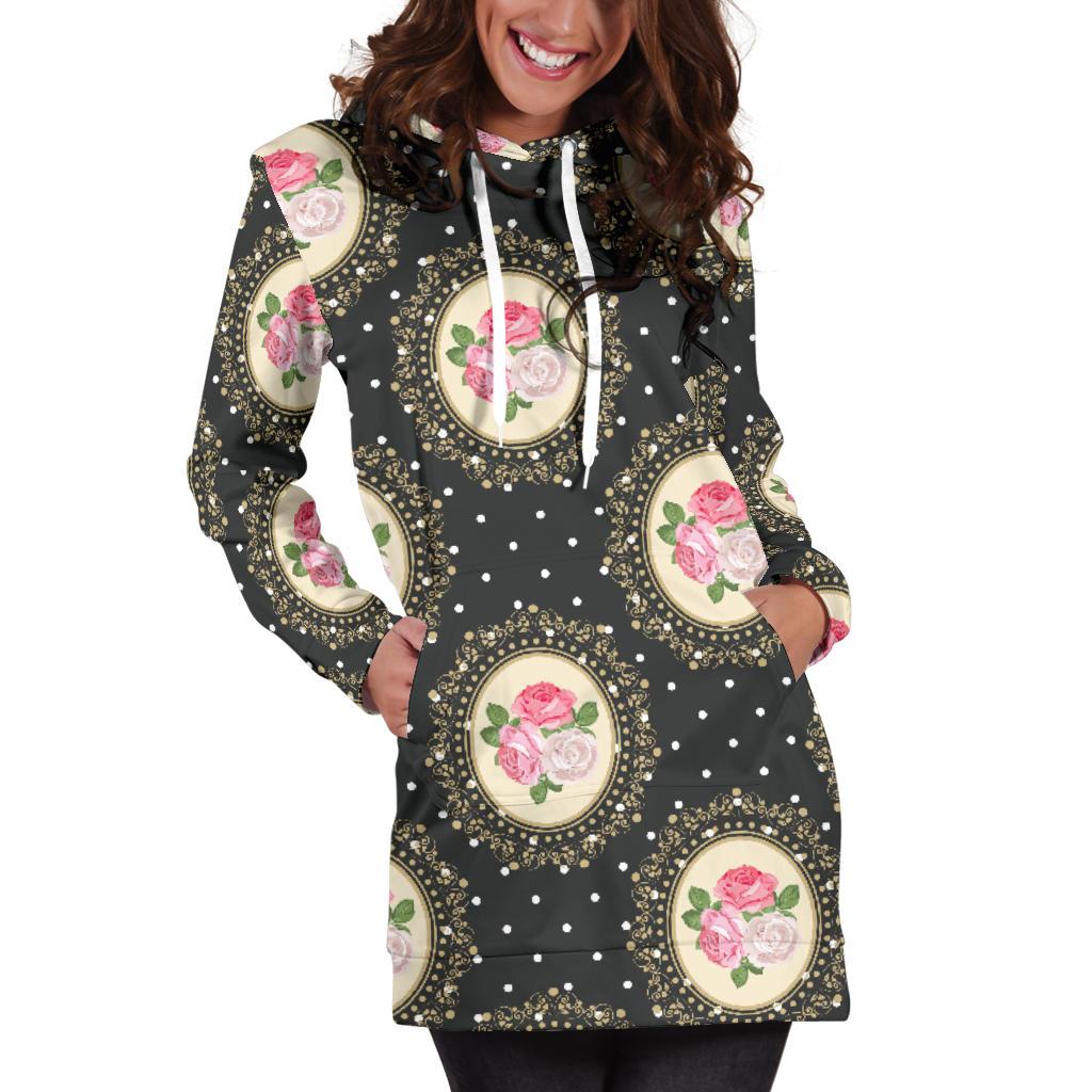Rose Pattern Print Design RO015 Women Hoodie Dress