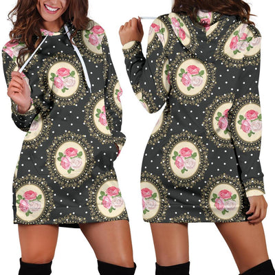 Rose Pattern Print Design RO015 Women Hoodie Dress