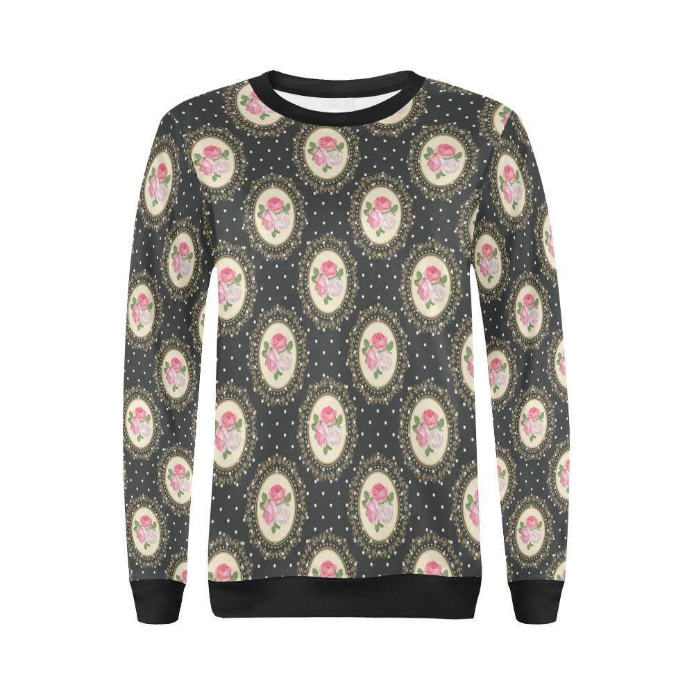 Rose Pattern Print Design RO015 Women Long Sleeve Sweatshirt-JorJune