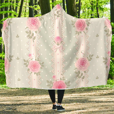 Rose Pattern Print Design RO016 Hooded Blanket-JORJUNE.COM