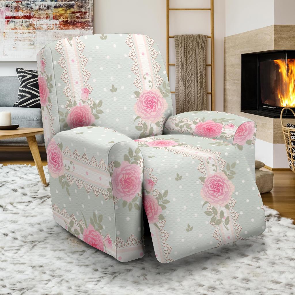 Rose Pattern Print Design RO016 Recliner Slipcover-JORJUNE.COM